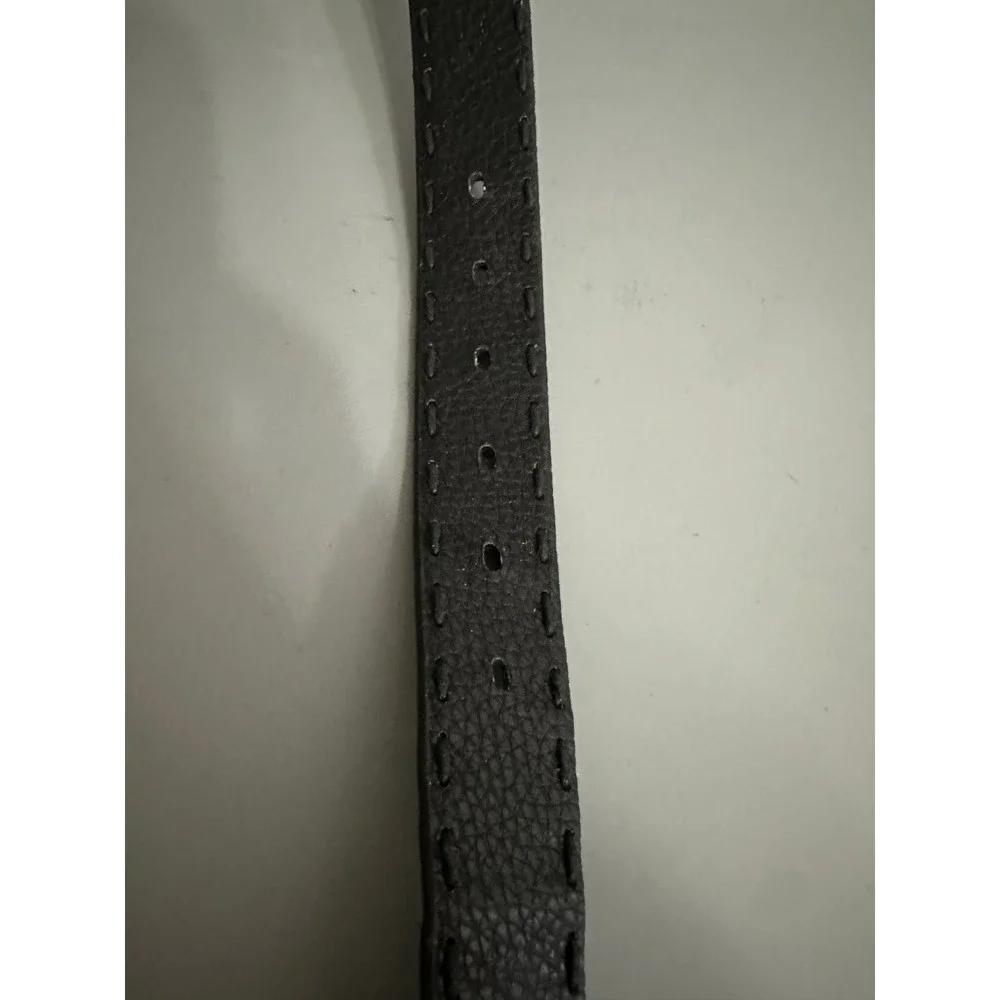 Fionte Italian Leather Belt Black Whipstitch Pebble Grain 34-36 Style 85278